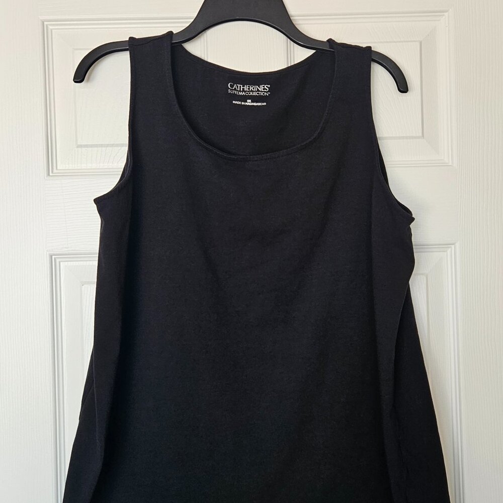 Catherines Suprema Collection Black Tank Top Womens 0X Plus Basic Layering